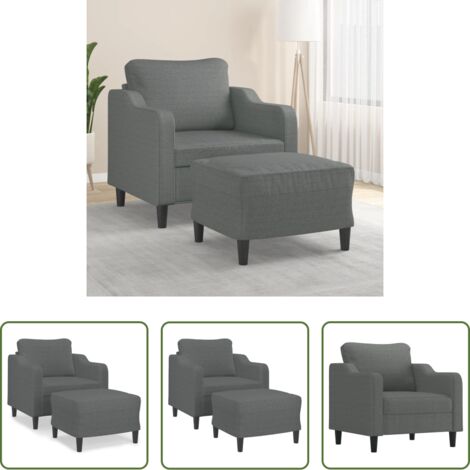 vidaXL Poltrona in tessuto -  Poltrona con Poggiapiedi Grigio Scuro 60 cm in Tessuto