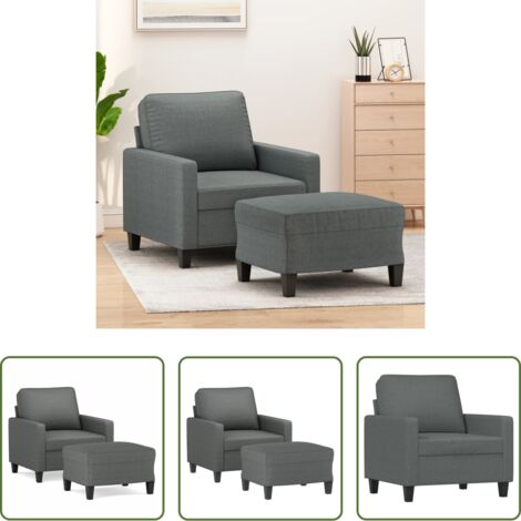 vidaXL Poltrona in tessuto -  Poltrona con Poggiapiedi Grigio Scuro 60 cm in Tessuto