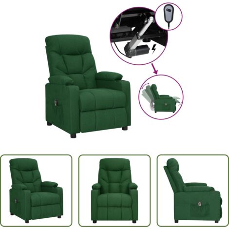 vidaXL Poltrona in tessuto -  Poltrona Elettrica Reclinabile Verde Scuro in Tessuto