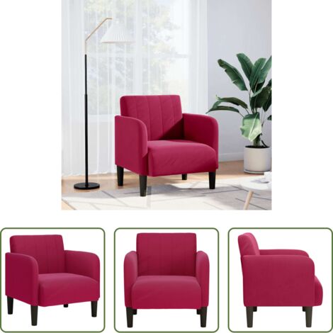vidaXL Poltrona in velluto -  Divano Sedia con Braccioli Rosso Vino 54 cm in Velluto