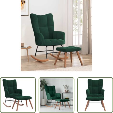 VidaXL Poltrona Relax In Velluto Verde Scuro Con Poggiapiedi E Braccioli