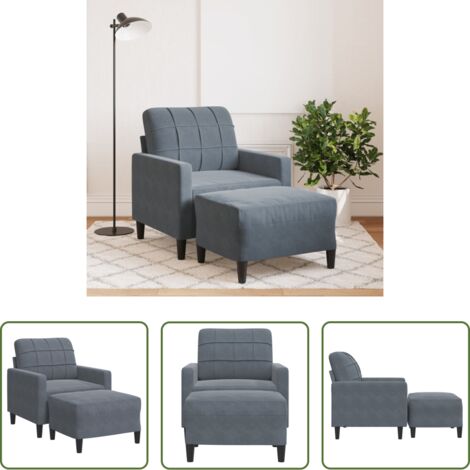 vidaXL Poltrona in velluto -  Poltrona con Poggiapiedi Grigio Scuro 60 cm in Velluto