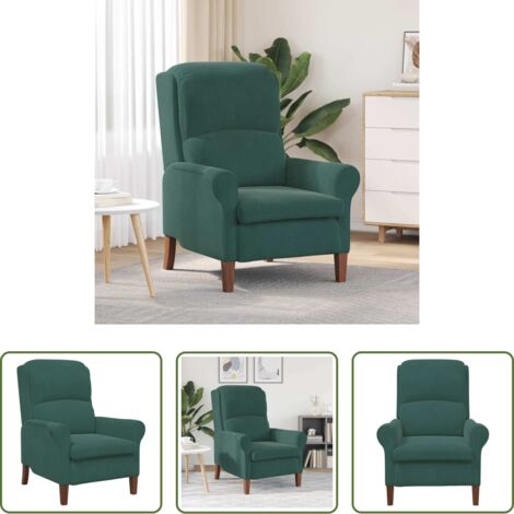 vidaXL Poltrona in velluto -  poltrona Verde scuro 76 x 94 x 102 cm Velluto