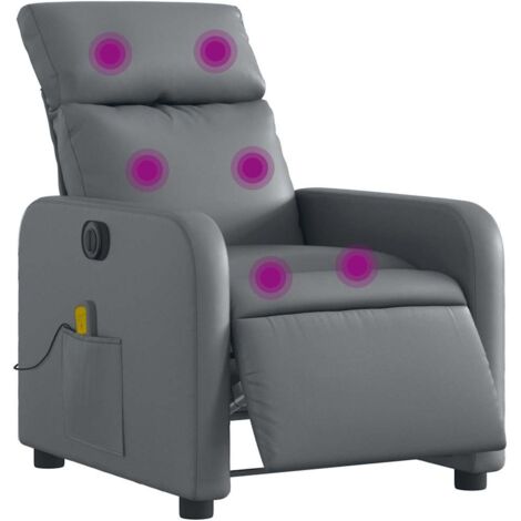 vidaXL Poltrona Massaggiante Elettrica Reclinabile Grigio Similpelle