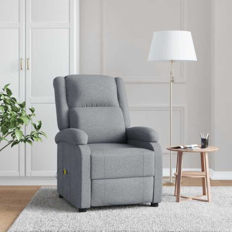 vidaXL Poltrona Massaggiante in Tessuto Grigio Chiaro