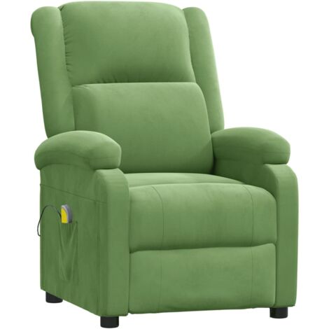 vidaXL Poltrona Massaggiante Verde Chiaro in Velluto