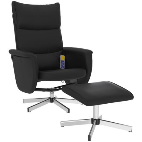 vidaXL Poltrona Massaggio Reclinabile con Sgabello Nero in Similpelle