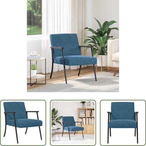 vidaXL Poltrona moderna -  poltrona Blu 59 x 75 x 78 cm Velluto