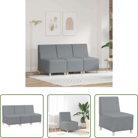 vidaXL Poltrona modulare -  Unità di Divano Modulare Senza Braccioli 3 pcs Grigio chiaro