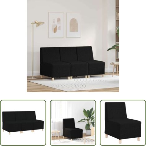 vidaXL Poltrona modulare -  Unità di Divano Modulare Senza Braccioli 3 pcs Nero