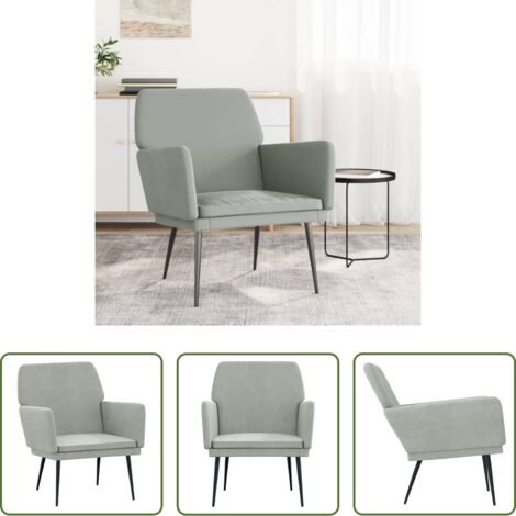 vidaXL Poltrona morbida -  Poltrona Grigio Chiaro 62x79x79 cm Velluto