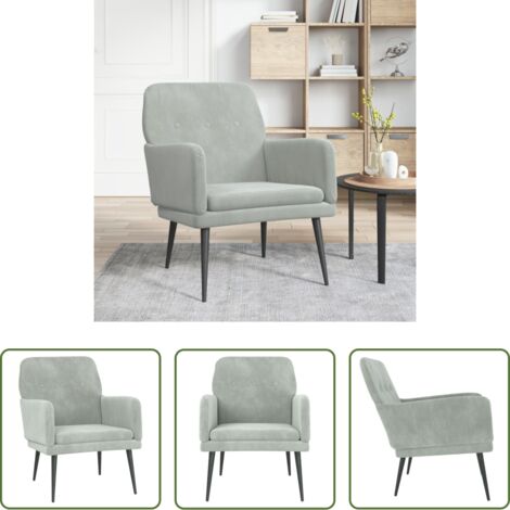 vidaXL Poltrona morbida -  Poltrona Grigio Chiaro 62x79x79 cm Velluto