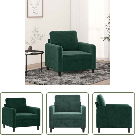 vidaXL Poltrona morbida -  Poltrona Verde Scuro 60 cm Velluto