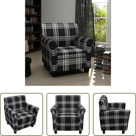 vidaXL Poltrona nera -  Poltrona con Cuscino Nera in Tessuto
