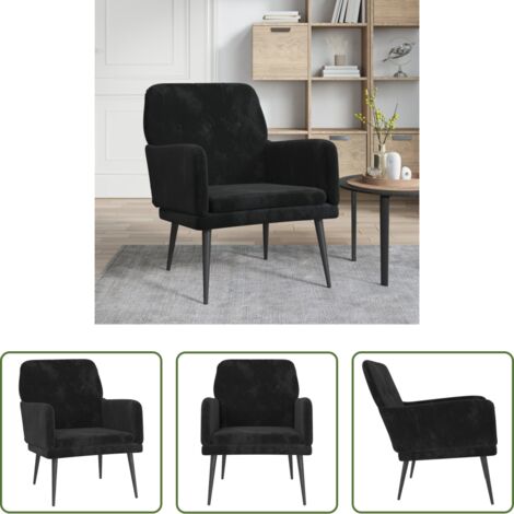 vidaXL Poltrona nera -  Poltrona Nera 62x79x79 cm Velluto
