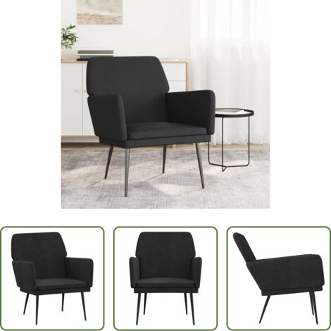 vidaXL Poltrona nera -  Poltrona Nera 62x79x79 cm Velluto