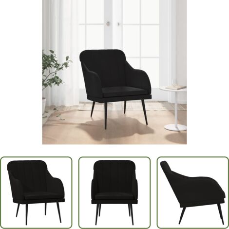 vidaXL Poltrona nera -  Poltrona Nera 63x76x80 cm Velluto