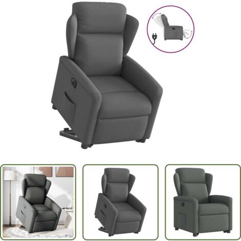 vidaXL Poltrona per anziani -  Poltrona Alzapersona Reclinabile Elettrica Grigio Scuro Tessuto