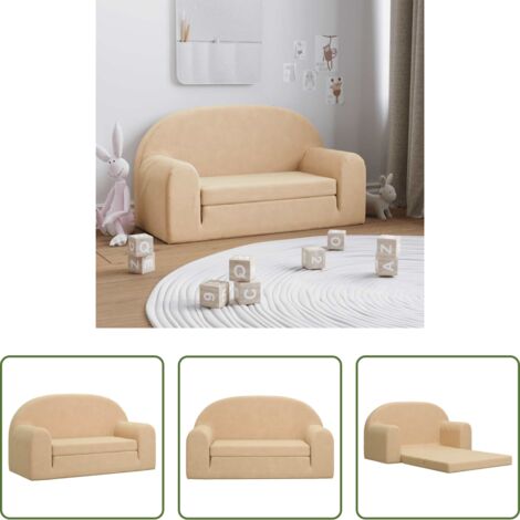 vidaXL Poltrona per bambini -  Divano Letto per Bambini a 2 Posti Crema in Morbido Peluche