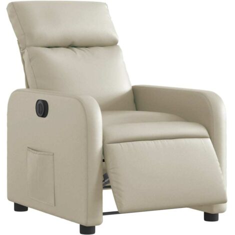 VidaXL Poltrona Reclinabile Elettrica Crema in Similpelle