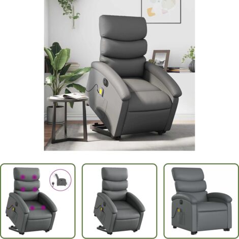 vidaXL Poltrona reclinabile elettrica -  Poltrona Alzapersona Elettrica Reclinabile Grigio in Similpelle