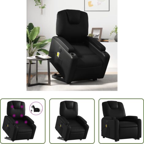 vidaXL Poltrona reclinabile elettrica -  Poltrona Alzapersona Massaggiante Elettrica Nera in Similpelle