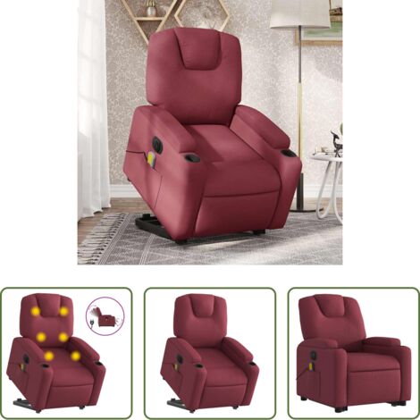 vidaXL Poltrona reclinabile elettrica -  Poltrona Alzapersona Massaggiante Elettrica Rosso Vino Tessuto