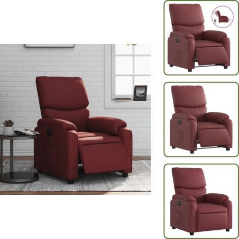 vidaXL Poltrona Reclinabile Elettrica Rosso Vino in Similpelle