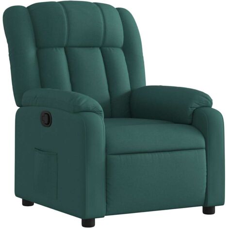 vidaXL Poltrona Reclinabile in Tessuto Verde Scuro