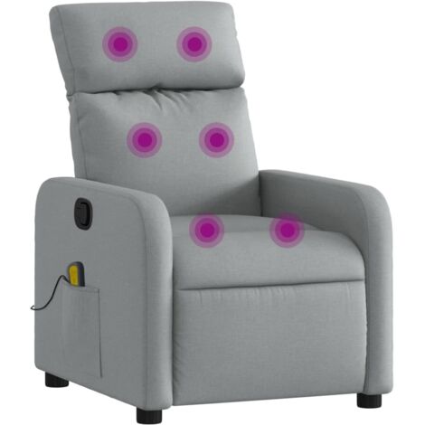 vidaXL Poltrona reclinabile massaggiante in tessuto grigio chiaro