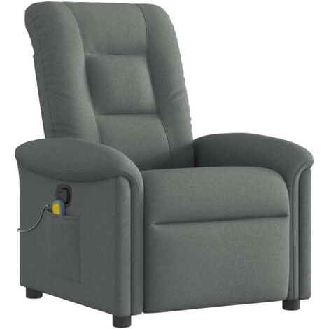 vidaXL Poltrona reclinabile massaggiante in tessuto grigio scuro