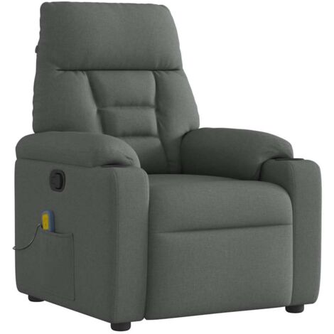 vidaXL Poltrona reclinabile massaggiante in tessuto grigio scuro