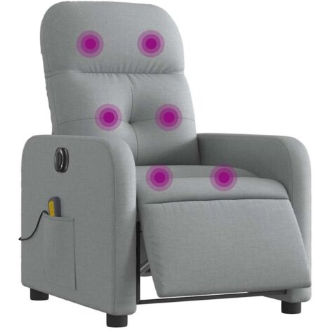 vidaXL Poltrona Reclinabile Massaggio Elettrica Grigio Chiaro Tessuto