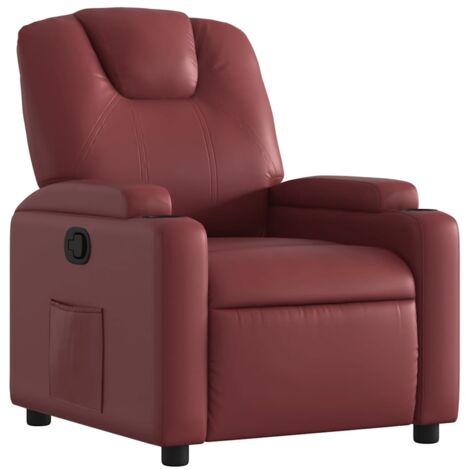 vidaXL Poltrona Reclinabile Rosso Vino in Similpelle