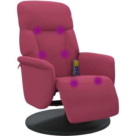 vidaXL Poltrona Reclinante Massaggiante Poggiapiedi Rosso Vino Velluto
