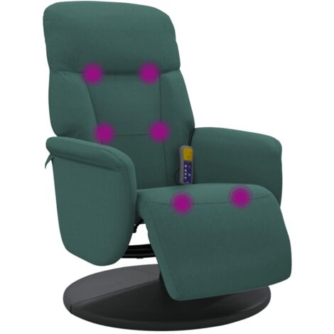 vidaXL Poltrona Reclinante Massaggio Poggiapiedi Verde Scuro Velluto