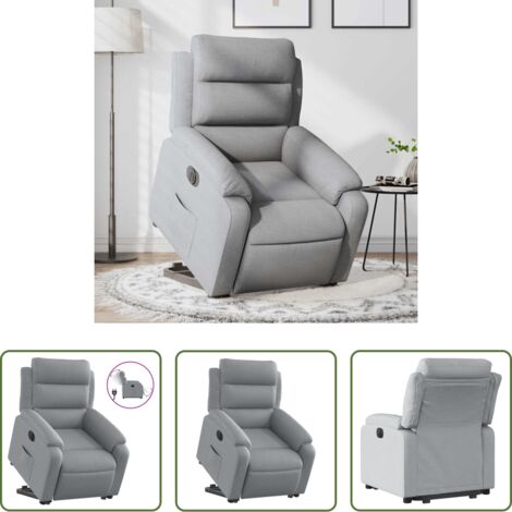 vidaXL Poltrona reclinante -  Poltrona Reclinante Alzapersona Elettrica Grigio Chiaro Tessuto