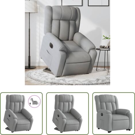 vidaXL Poltrona reclinante -  Poltrona Reclinante Alzapersona Elettrica Grigio Chiaro Tessuto