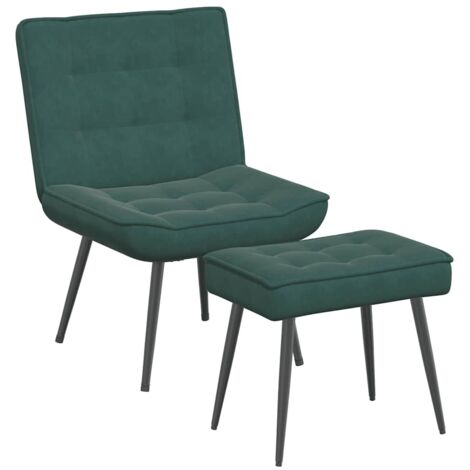 vidaXL Poltrona Relax con Poggiapiedi Verde Scuro in Velluto