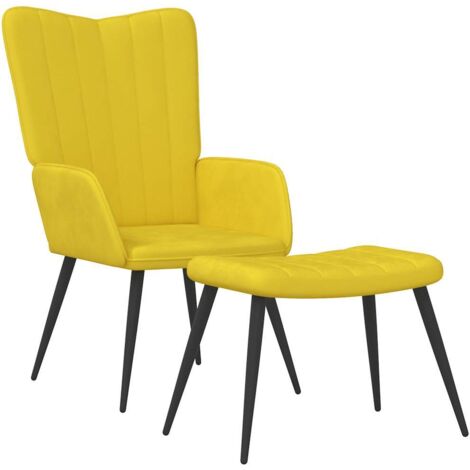 vidaXL Poltrona Relax con Sgabello Giallo Senape in Velluto