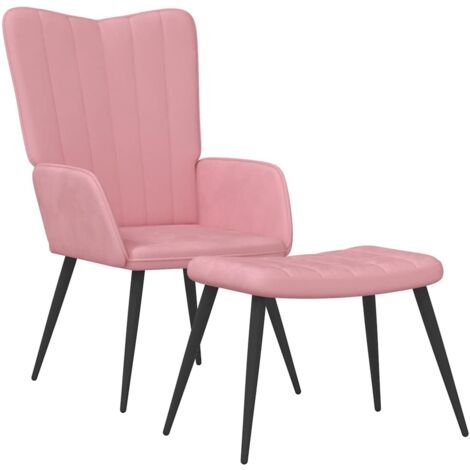 vidaXL Poltrona Relax con Sgabello Rosa in Velluto