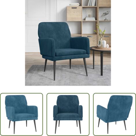 vidaXL Poltrona relax -  Poltrona Blu 62x79x79 cm Velluto