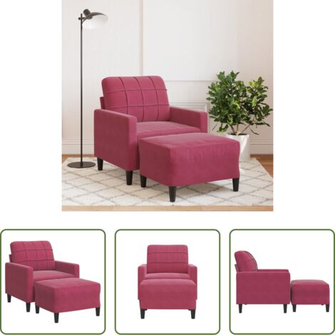 vidaXL Poltrona relax -  Poltrona con Poggiapiedi Rosso Vino 60 cm in Velluto
