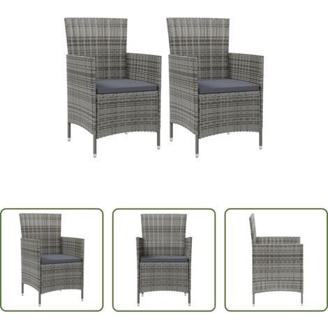 vidaXL Poltrone da giardino -  Sedie da Giardino 2 pz con Cuscini in Polyrattan Grigio