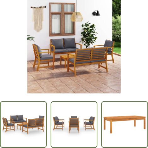 vidaXL Poltrone da giardino -  Set Divani da Giardino 5 pz con Cuscini in Legno Acacia
