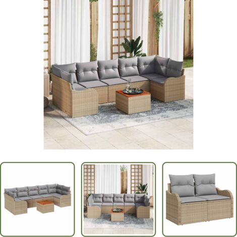 vidaXL Poltrone da giardino -  Set Divano da Giardino 8 pcs Beige e Grigio Chiaro polyrattan