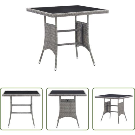 vidaXL Poly Rattan - Gartentisch Grau 80x80x74 cm Poly Rattan