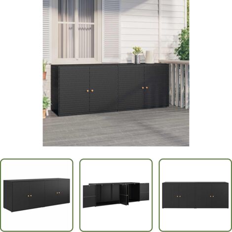 vidaXL Poly rattan -  Mobiletto da giardino nero 198x55,5x80 cm in polyrattan