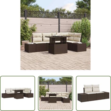 vidaXL Poly rattan - Set Divano da Giardino 6 pcs Marrone Poly Rattan