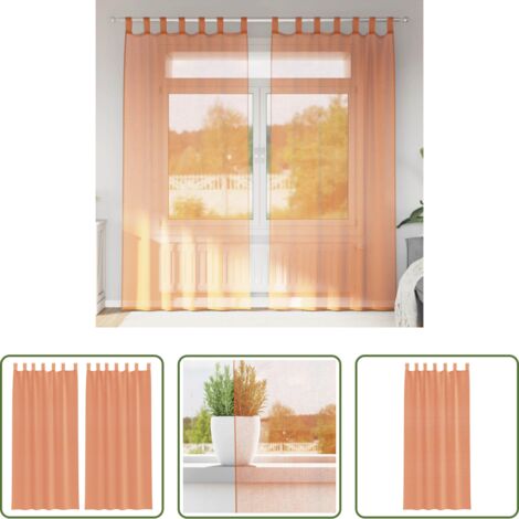 vidaXL Polyester Vorhänge -  Voile Vorhänge mit Schlaufen 2 Stk. Terrakottarot 140x245 cm